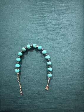 Carolyn Pollack Relio turquoise silver sterling beaded 9” bracelet.